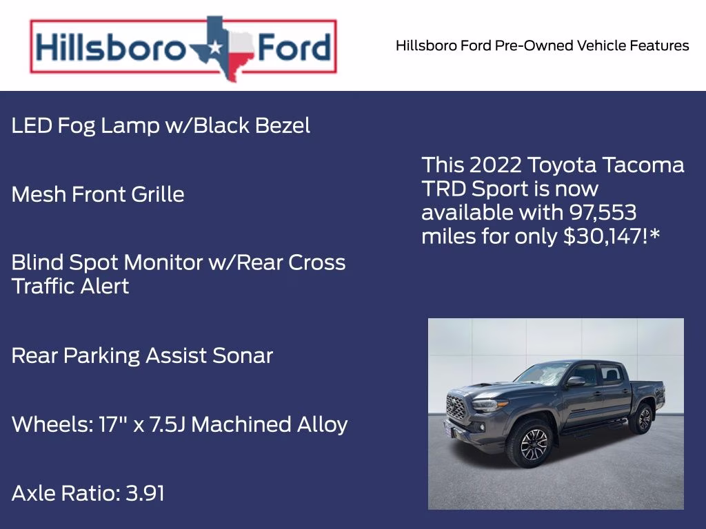 2022 Magnetic Gray Metallic Toyota Tacoma TRD Sport RWD Truck