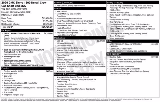 2026 Sterling Metallic GMC Sierra 1500 Denali 4X4 Truck