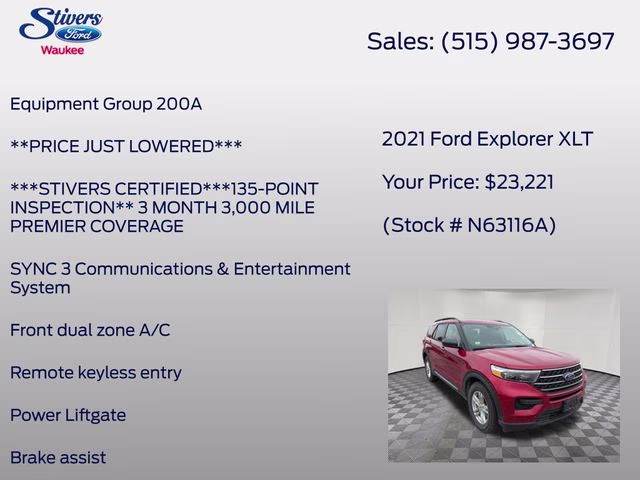 2021 Red Metallic Ford Explorer XLT 4X4 SUV