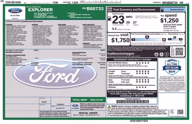 2021 Red Metallic Ford Explorer XLT 4X4 SUV