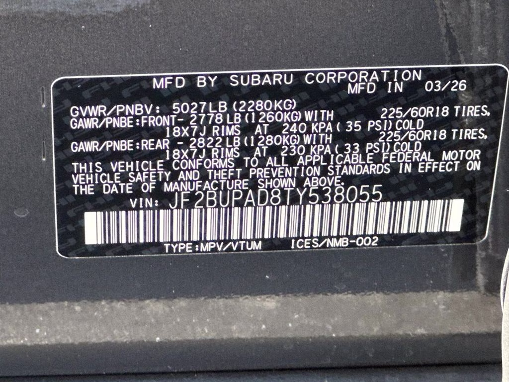 2026 Magnetite Gray Metallic Subaru Outback Premium AWD SUV