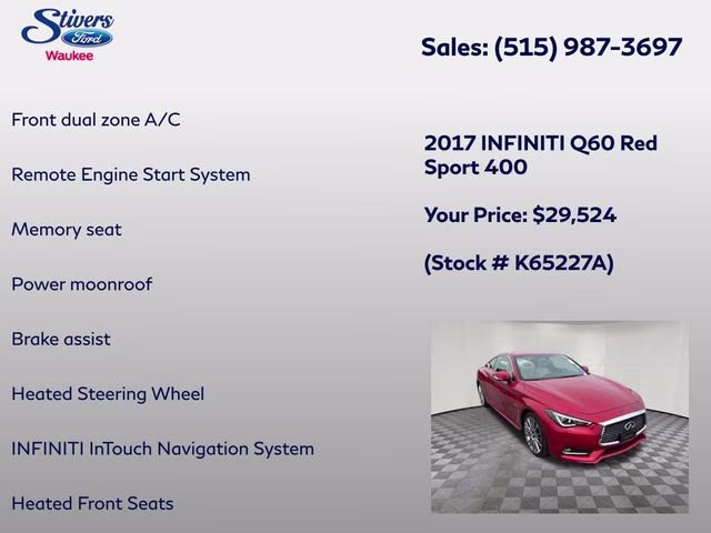 2017 Dynamic Sunstone Red INFINITI Q60 Red Sport 400 AWD Coupe