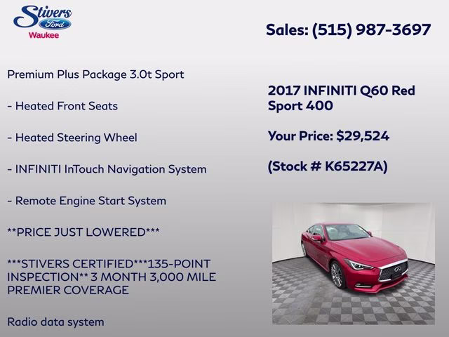 2017 Dynamic Sunstone Red INFINITI Q60 Red Sport 400 AWD Coupe