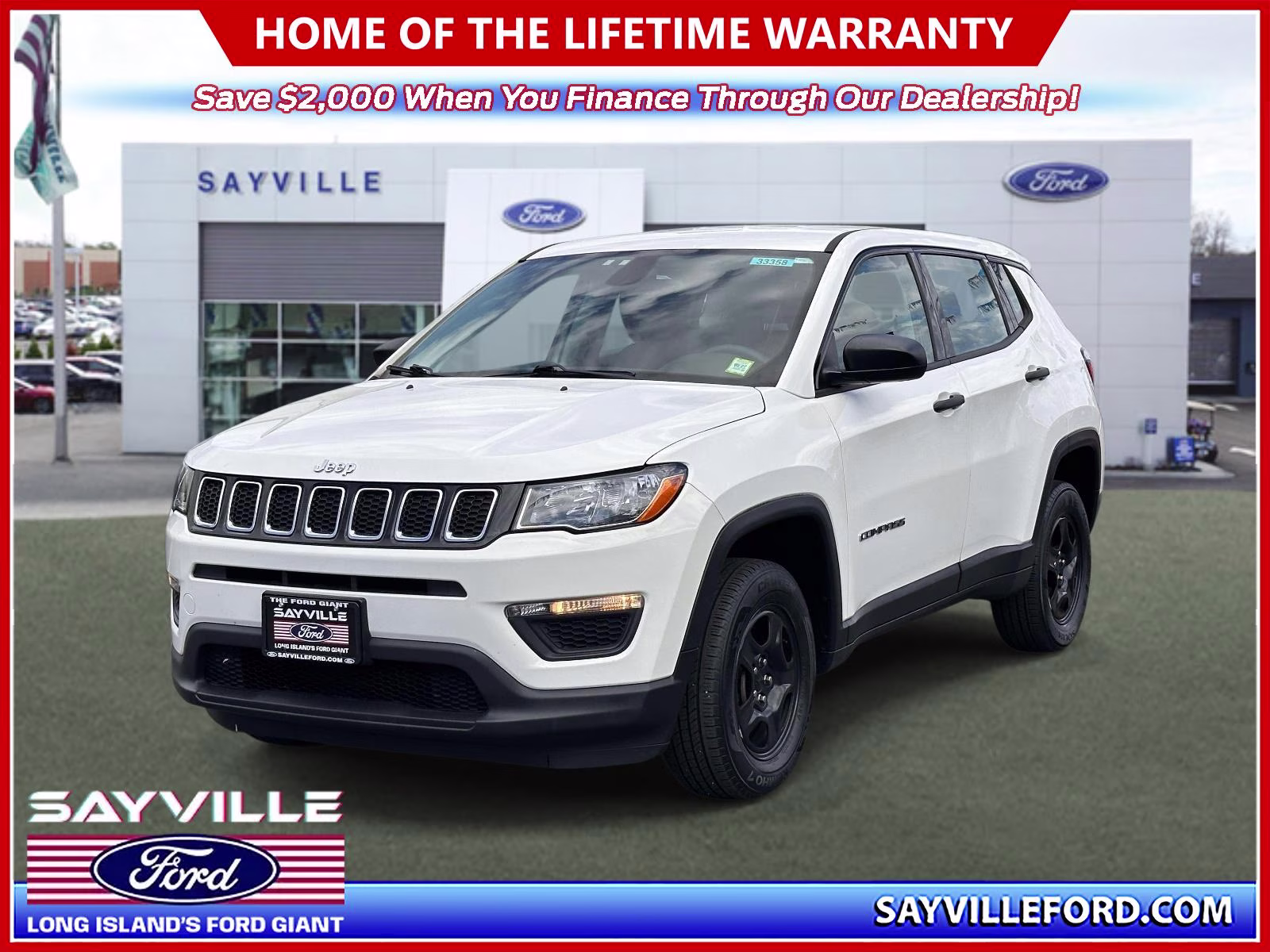 2018 White Clearcoat Jeep Compass Sport 4x4 4X4 SUV
