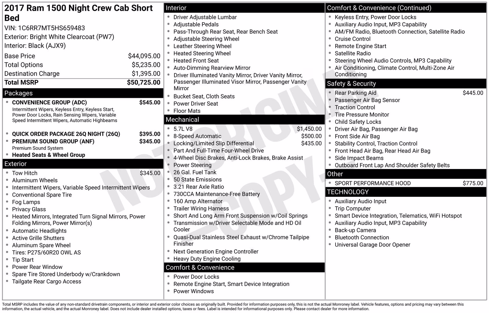 2017 Bright White Clearcoat Ram 1500 Night 4X4 Truck