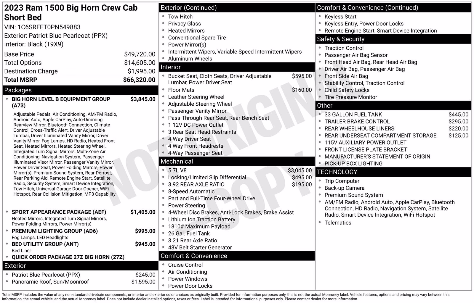 2023 Patriot Blue Pearlcoat Ram 1500 Big Horn/Lone Star 4X4 Truck