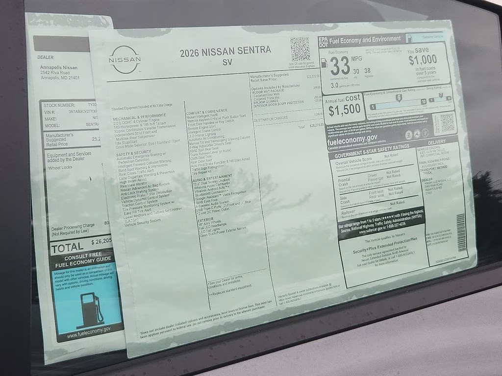 2026 Gun Metallic Nissan Sentra SV FWD Sedan