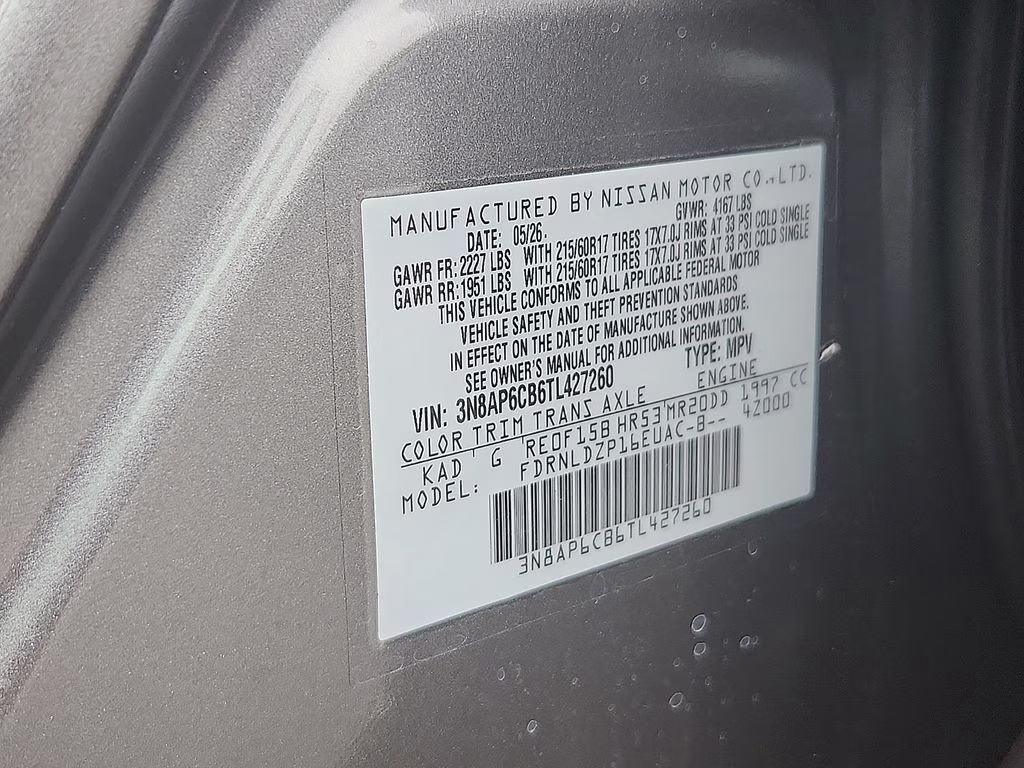 2026 Gun Metallic Nissan Kicks SV AWD SUV