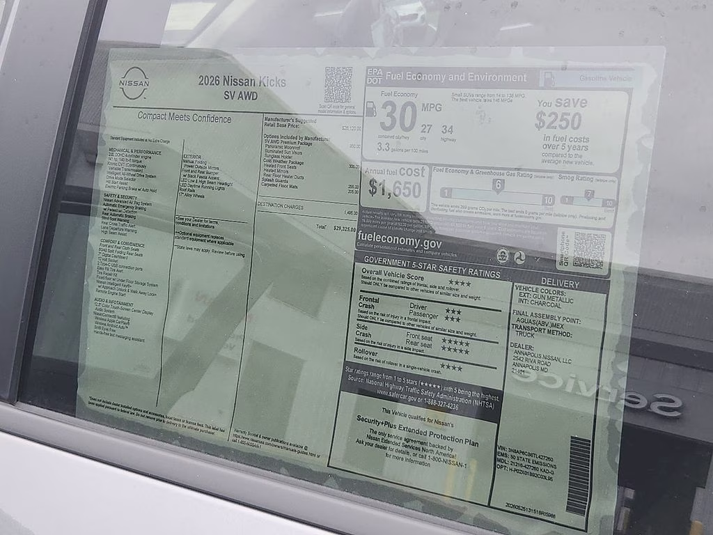 2026 Gun Metallic Nissan Kicks SV AWD SUV