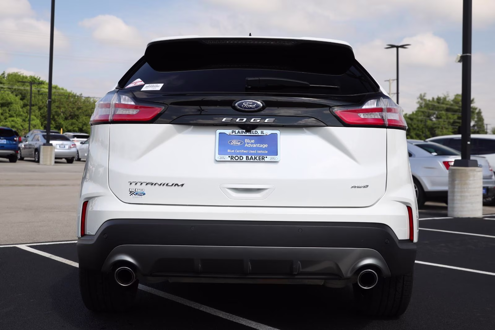 2024 Star White Metallic Tri-Coat Ford Edge Titanium AWD SUV