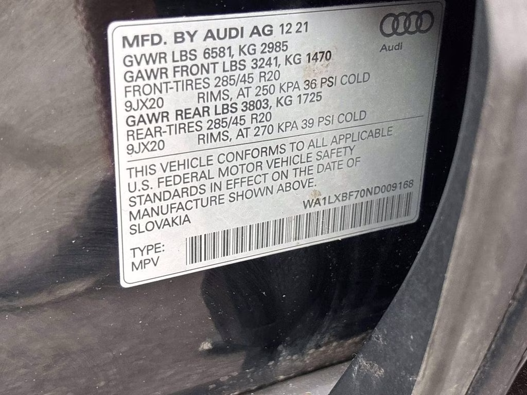 2022 Black Audi Q7 55 Premium Plus AWD SUV