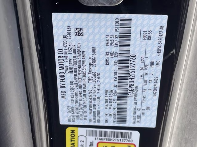 2026 Shadow Black Ford Mustang EcoBoost Premium RWD Convertible