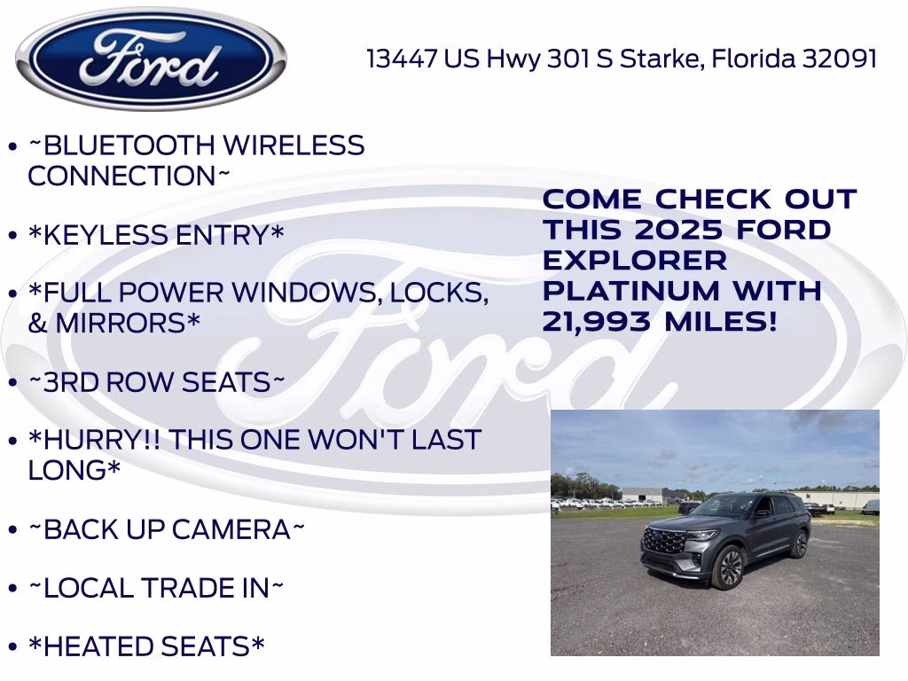 2025 Gray Metallic Ford Explorer Platinum 4X4 SUV