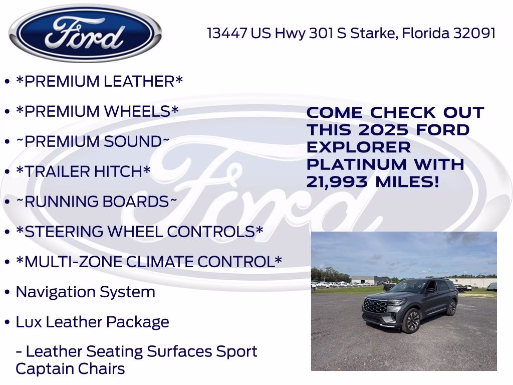 2025 Gray Metallic Ford Explorer Platinum 4X4 SUV