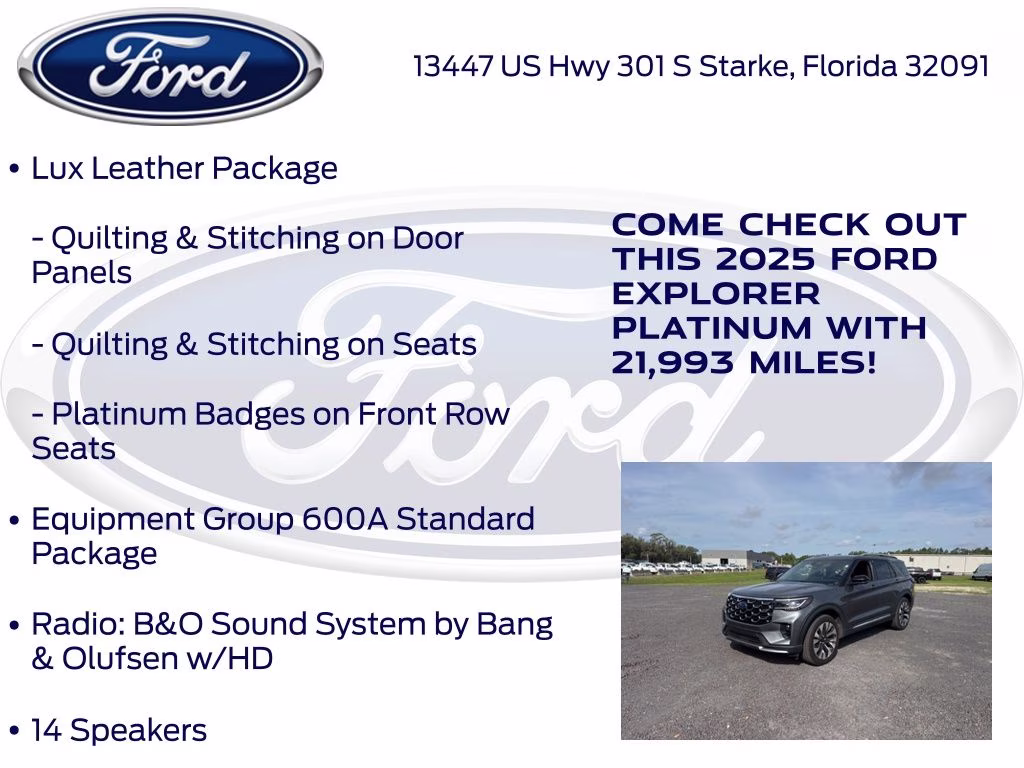 2025 Gray Metallic Ford Explorer Platinum 4X4 SUV