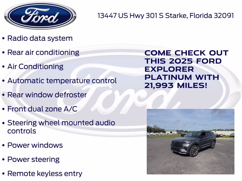2025 Gray Metallic Ford Explorer Platinum 4X4 SUV