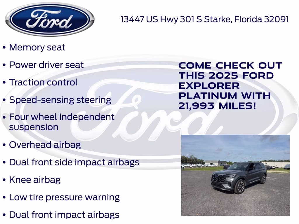 2025 Gray Metallic Ford Explorer Platinum 4X4 SUV