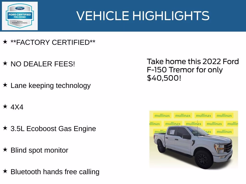2022 Oxford White Ford F-150 Tremor 4X4 Truck