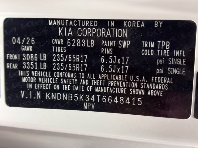 2026 Snow White Pearl Kia Carnival LXS FWD Van