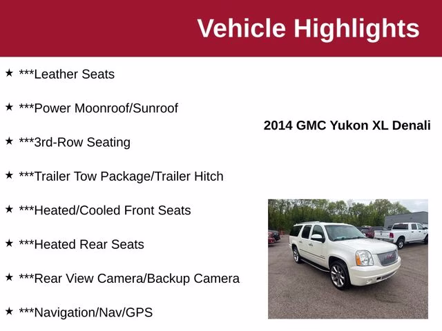 2014 White Diamond Tricoat GMC Yukon XL Denali AWD SUV
