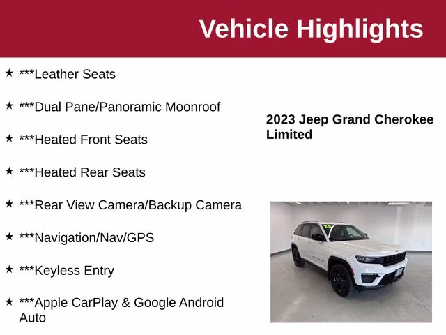 2023 Bright White Clearcoat Jeep Grand Cherokee Limited 4X4 SUV