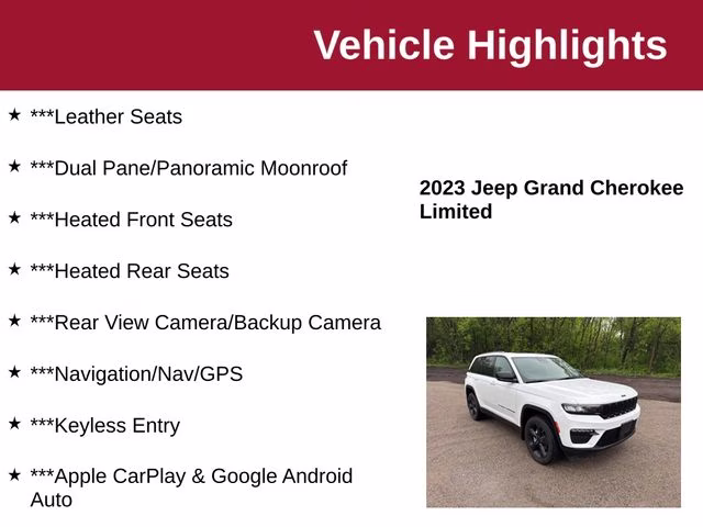 2023 Bright White Clearcoat Jeep Grand Cherokee Limited 4X4 SUV
