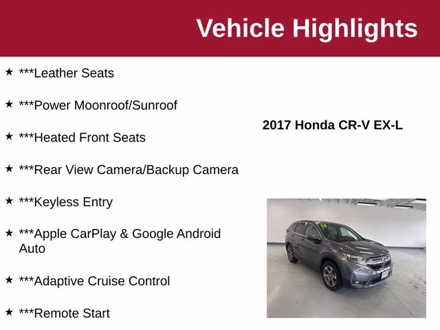 2017 Modern Steel Metallic Honda CR-V EX-L AWD SUV