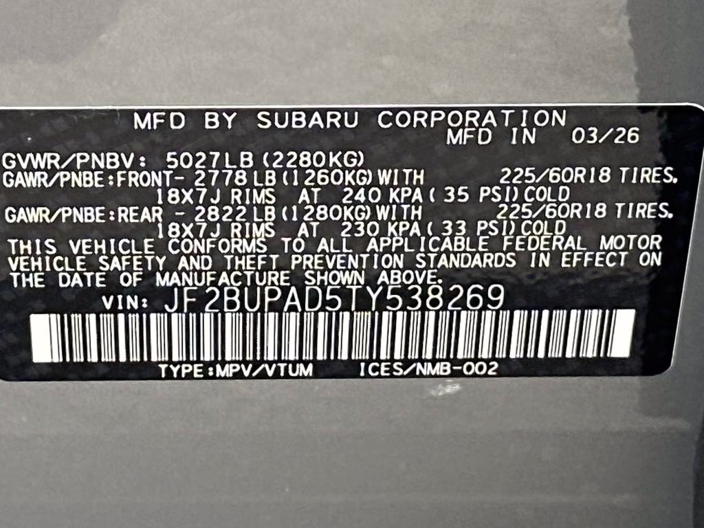 2026 River Rock Pearl Subaru Outback Premium AWD SUV