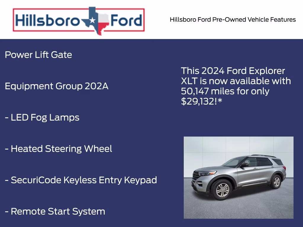2024 Iconic Silver Metallic Ford Explorer XLT RWD SUV
