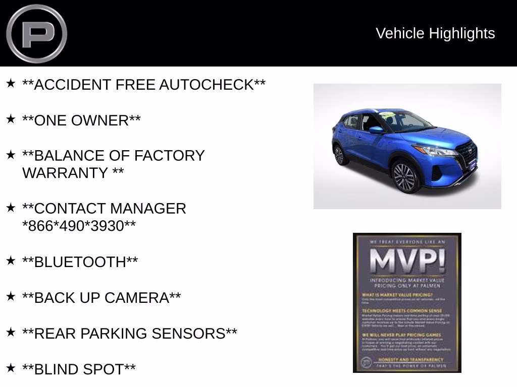 2022 Electric Blue Metallic Nissan Kicks SV FWD SUV
