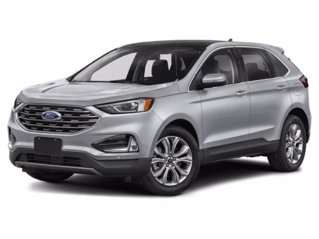 2021 Star White Metallic Tri-Coat Ford Edge Titanium w/Leather, Panoramic Moonroof,  FWD SUV