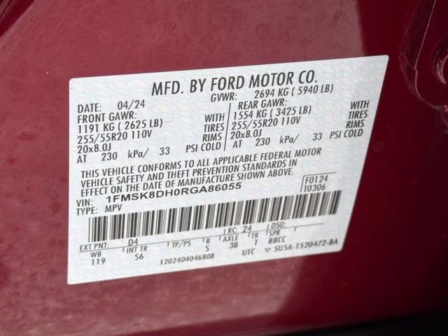2024 Red Metallic Ford Explorer XLT 4X4 SUV