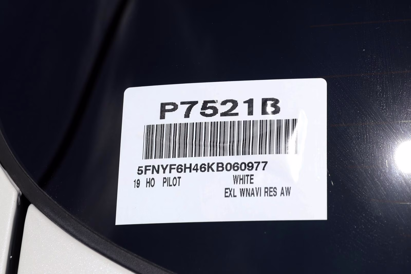 2019 White Diamond Pearl Honda Pilot EX-L w/Navi w/RES AWD SUV