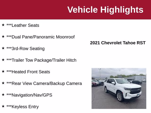 2021 Summit White Chevrolet Tahoe RST 4X4 SUV
