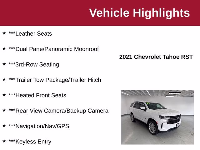 2021 Summit White Chevrolet Tahoe RST 4X4 SUV