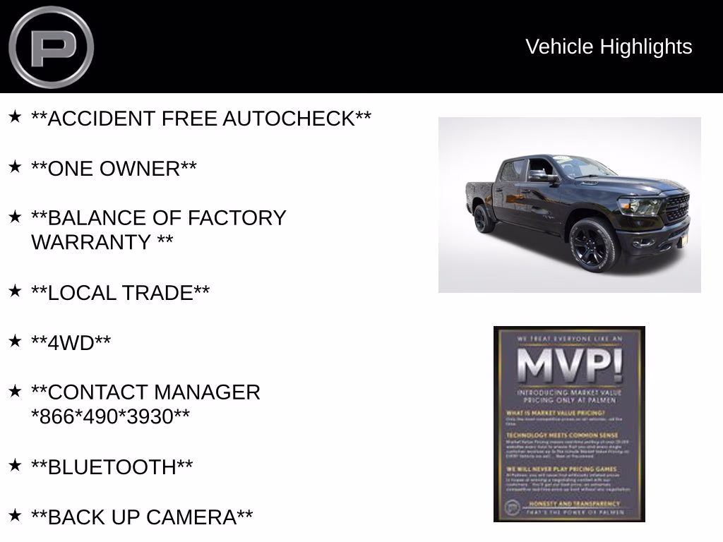2023 Diamond Black Crystal Pearlcoat Ram 1500 Big Horn/Lone Star 4X4 Truck
