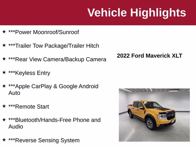 2022 Cyber Orange Tricoat Metallic Ford Maverick Lariat AWD Truck