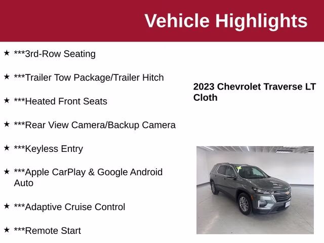 2023 Silver Sage Metallic Chevrolet Traverse LT AWD SUV