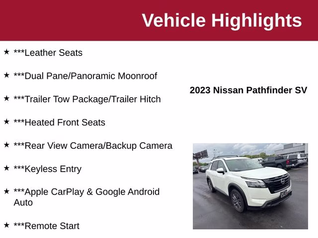 2023 Pearl White Tricoat Nissan Pathfinder SV 4X4 SUV