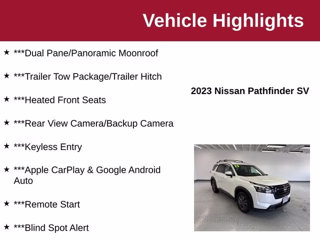 2023 Pearl White Tricoat Nissan Pathfinder SV 4X4 SUV