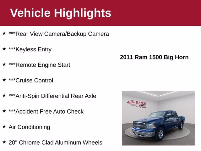 2011 Deep Water Blue Pearlcoat Ram 1500 Big Horn 4X4 Truck