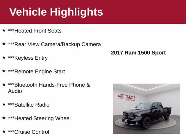 2017 Brilliant Black Crystal Pearlcoat Ram 1500 Sport 4X4 Truck