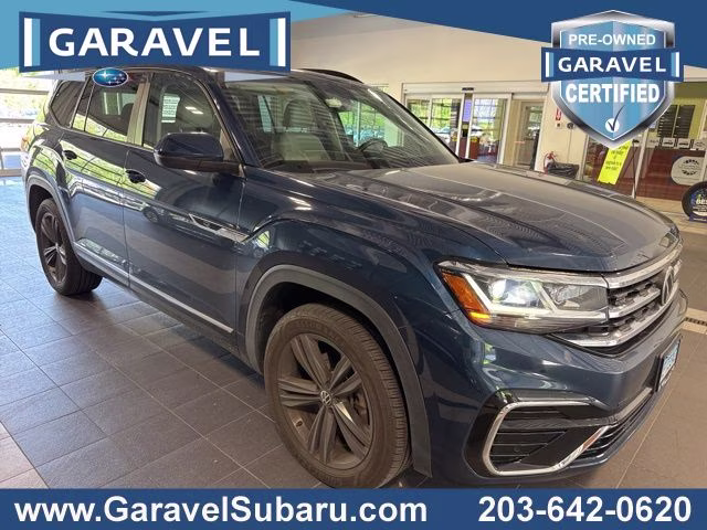 2021 Blue Volkswagen Atlas 3.6L V6 SE w/Technology R-Line AWD SUV