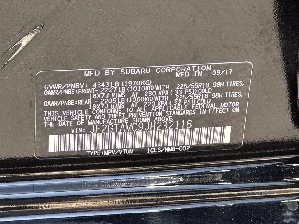 2018 Crystal Black Silica Subaru Crosstrek 2.0i Limited AWD SUV