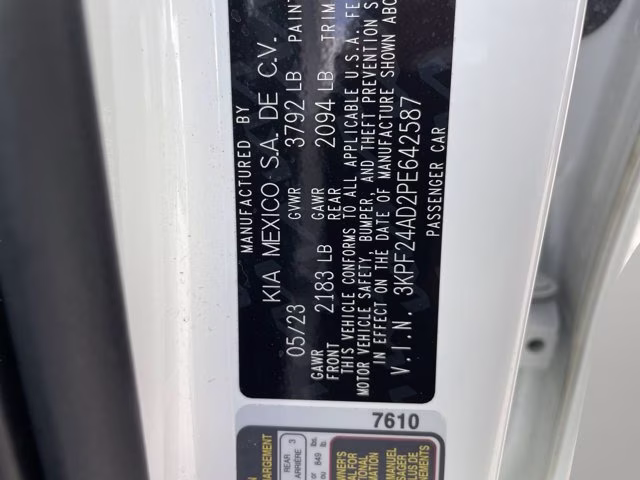 2023 Snow White Pearl Kia Forte LXS FWD Sedan