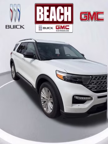 2022 Star White Metallic Tri-Coat Ford Explorer Limited RWD SUV