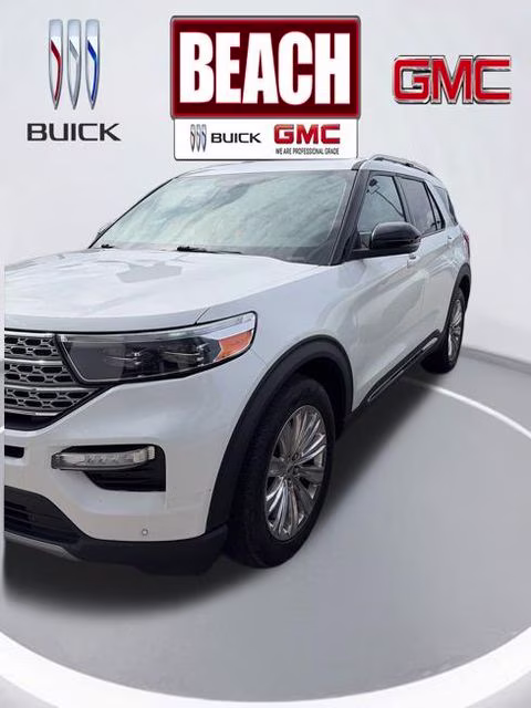 2022 Star White Metallic Tri-Coat Ford Explorer Limited RWD SUV
