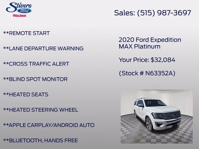 2020 White Metallic Ford Expedition Max Platinum 4X4 SUV