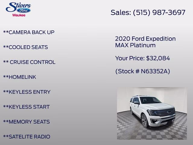2020 White Metallic Ford Expedition Max Platinum 4X4 SUV