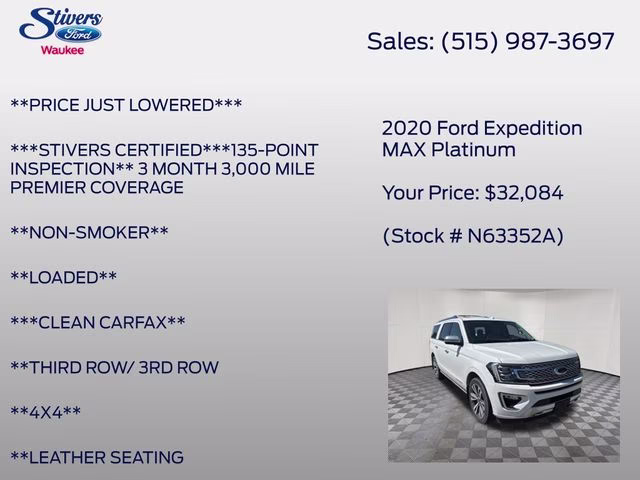 2020 White Metallic Ford Expedition Max Platinum 4X4 SUV